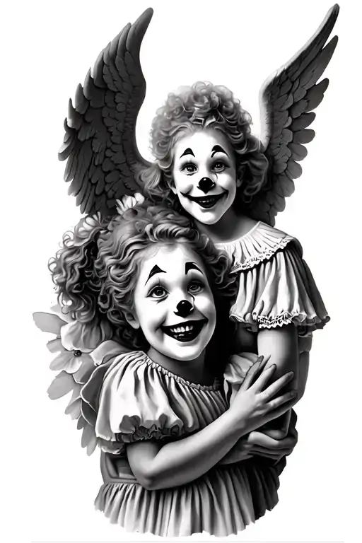 Angel And Clown Smiling