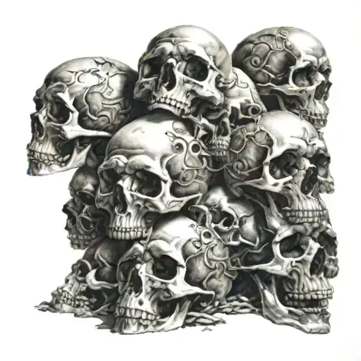 A Mountain Of Human Skulls Leading To The Heaven