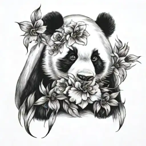 Panda And Flowers And Air