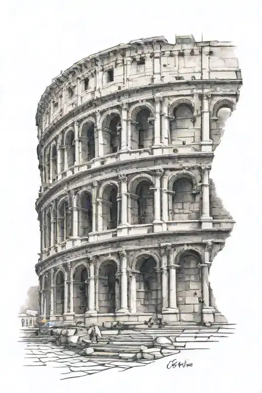 Colleseum Inspired Leg Tattoo With Italian References