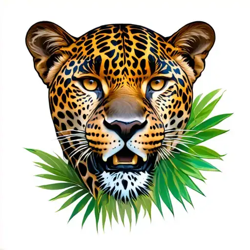 Jaguar With Jungle Background