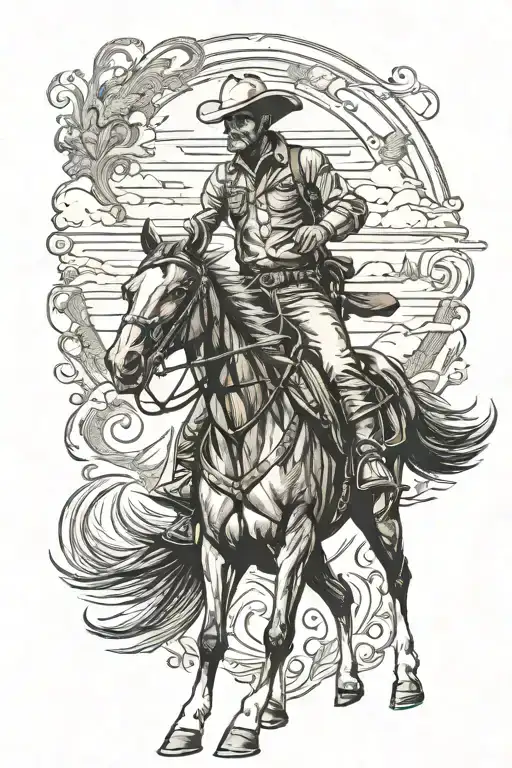 Cowboy Riding A Horse