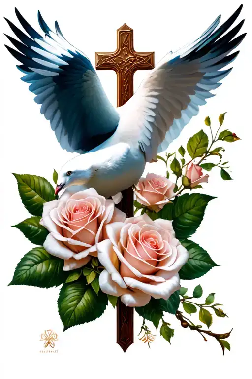Cross Roses And Dove