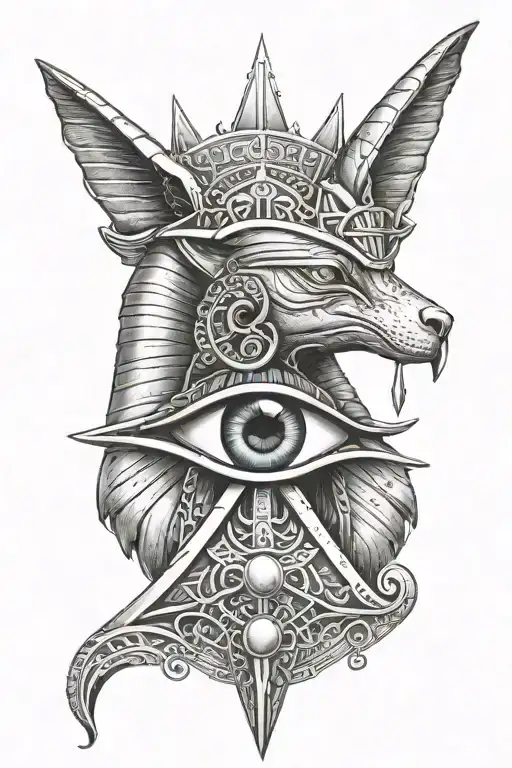 Eye Of Horus Egyptian Cross With The God Anubis