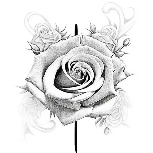 Sword With Roses Wrapping Around It