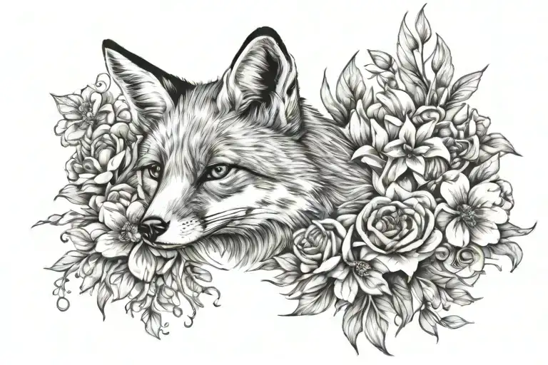 Fox Girl In Flowers