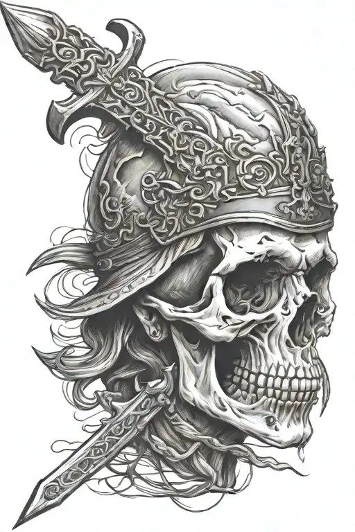 Skull With Sword Through Head