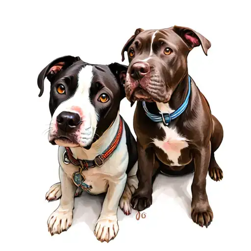 Boy & Girl Pitbull Sitting