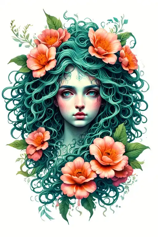 Medusa And Flowers