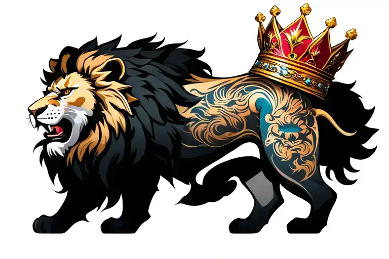 Yakuza Lion Wearing A Crown