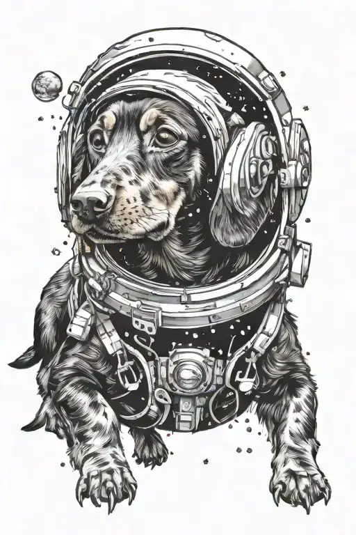 Black And Tan Dachshund In Space Surrounded