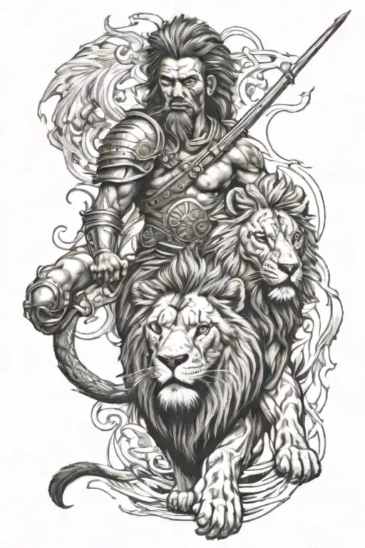 Warrior With Lion