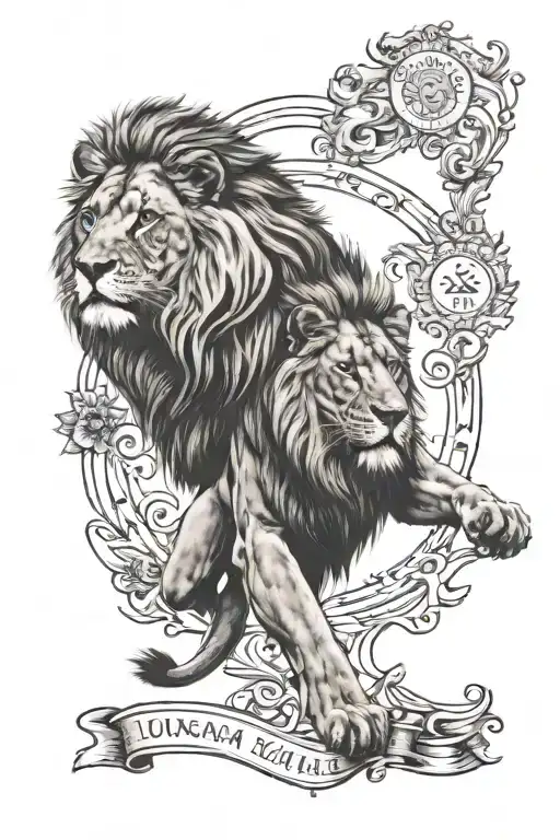 Full Arm Tatto With Lion And A Quote Written