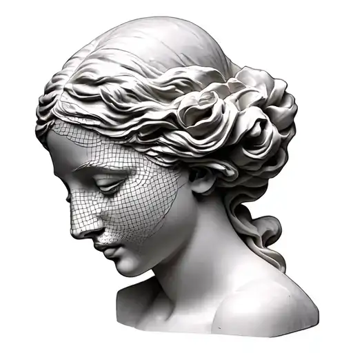 Veiled Statue Bust Sculpture