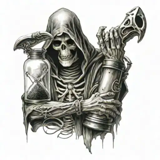 Reaper With Sandclock Hand Holding