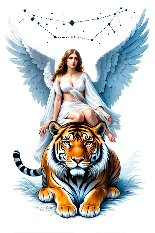 Angel Sits On The Tiger Under The Constellation Leo