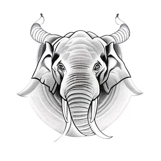 A Majestic Elephant Leading A Pack Of Wolves