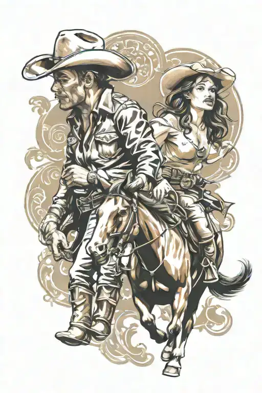 Bull And Cowgirl Tattoo Arm Sleeve