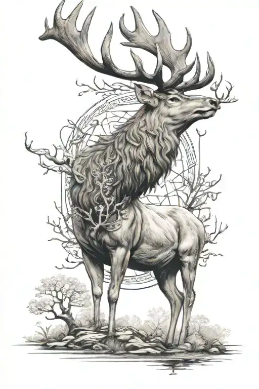 Giant Irish Stag Surrounded