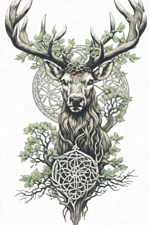 Giant Irish Stag Head Celtic Tree Of Life