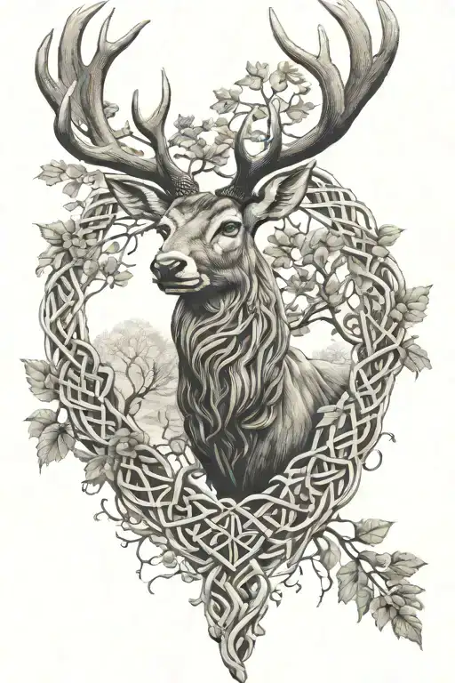 Giant Irish Stag Head Celtic Tree Of Life Intertwined