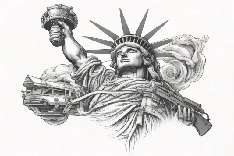 State Puff Marshmallow Man Rambo Theme Nyc With Ak47 Smoke And Fire