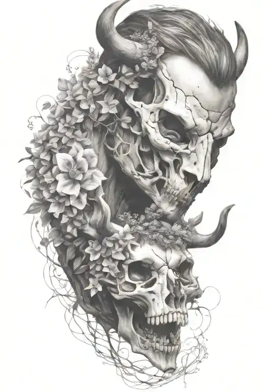 Deer Skull Wrapped In Lilacs