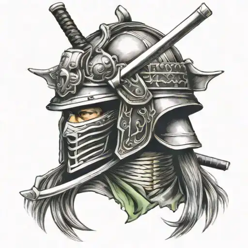 Katana And Samurai Helmet