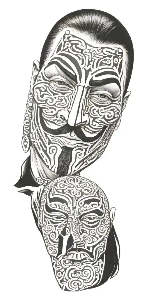 V For Vendetta Portrait With Tribal