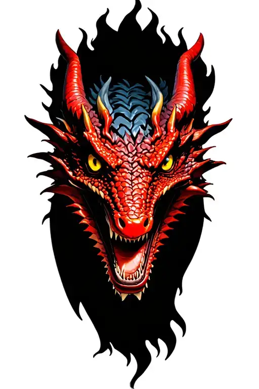 Red Dragon From The Front Effect Realist Effect Bad Mouth Yellow Eyes