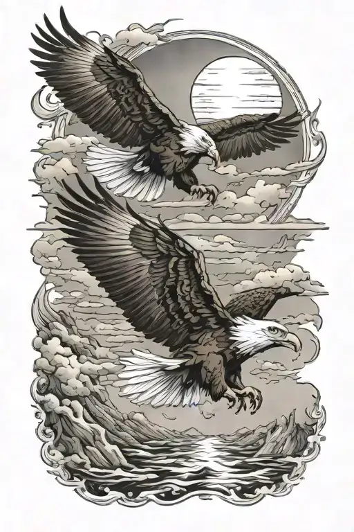 Eagles Flying Towards The Sun