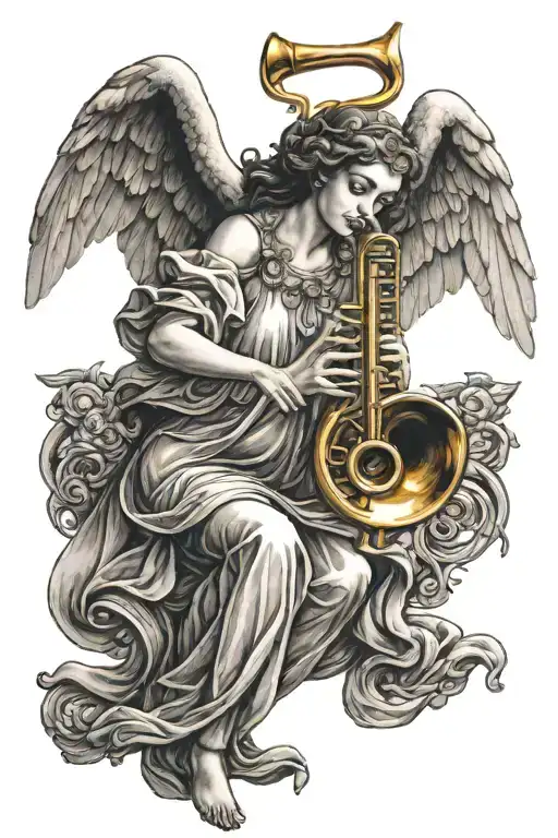 Singing Angel With Trumpet With Doves Heavenly Attribute With Tribute For Gucci