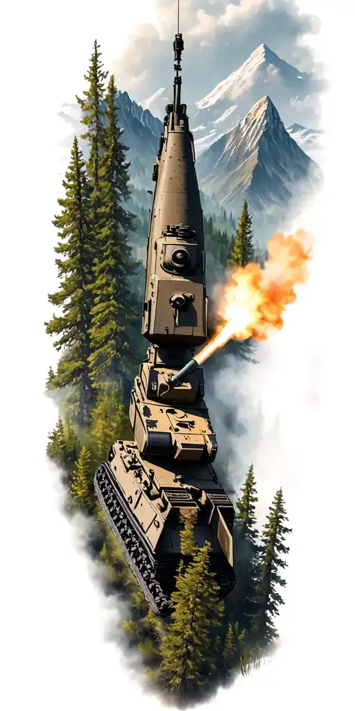 M1a1 Tank Shoots Aforest And Mountain