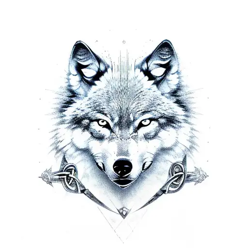 Wolf With A Celtic Knot And Assassins Creed Symbol