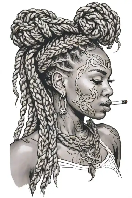 Black Woman Hair Braided Smoking Weed