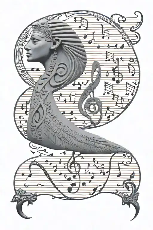 Ancient Egyptian Hieroglyphs Intertwined With Musical Notes