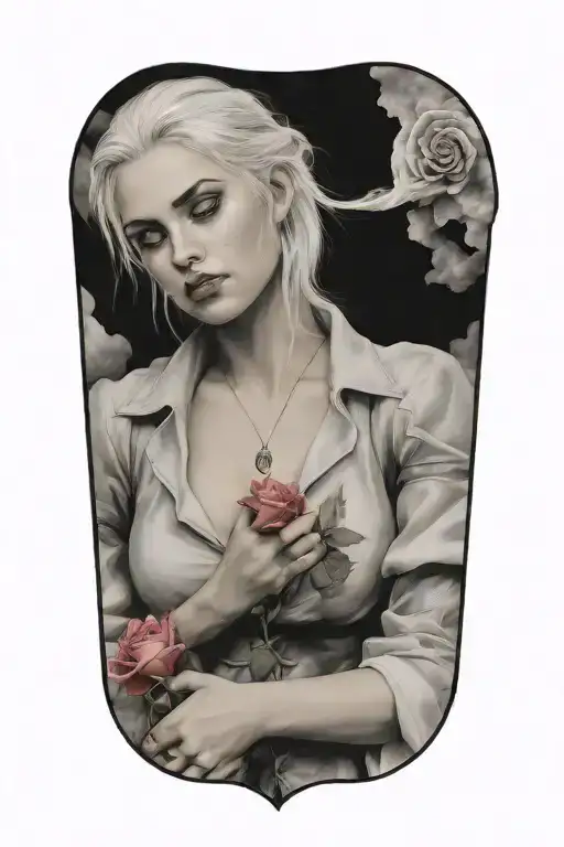 Ciri Snifing Rose In Storm