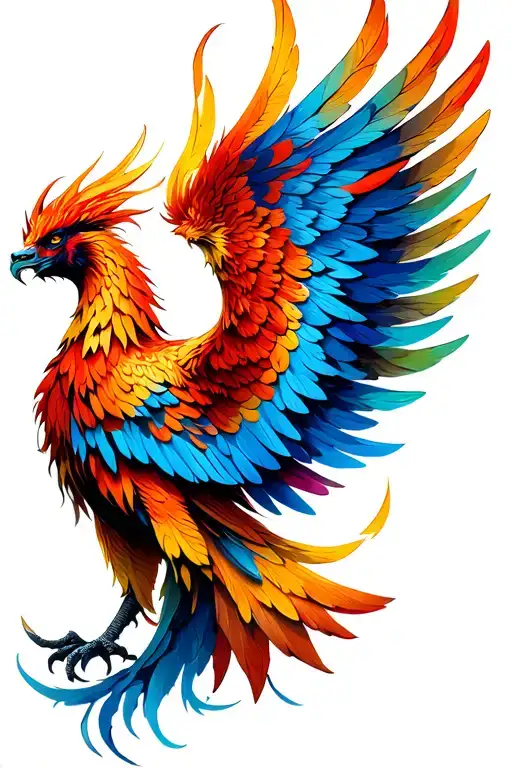 Colorful Phoenix Wings Spread