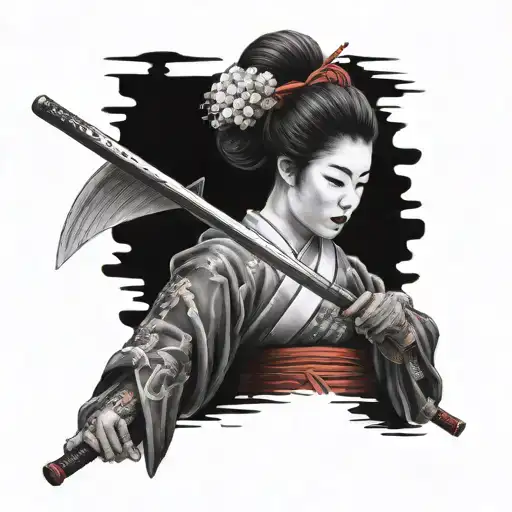 Geisha Holding A Katana
