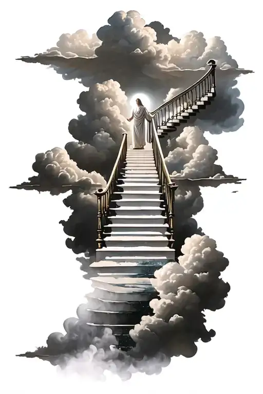 Stairway To Heaven With Clouds Around