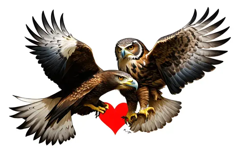 Eagle And Owl Fighting Over A Heart