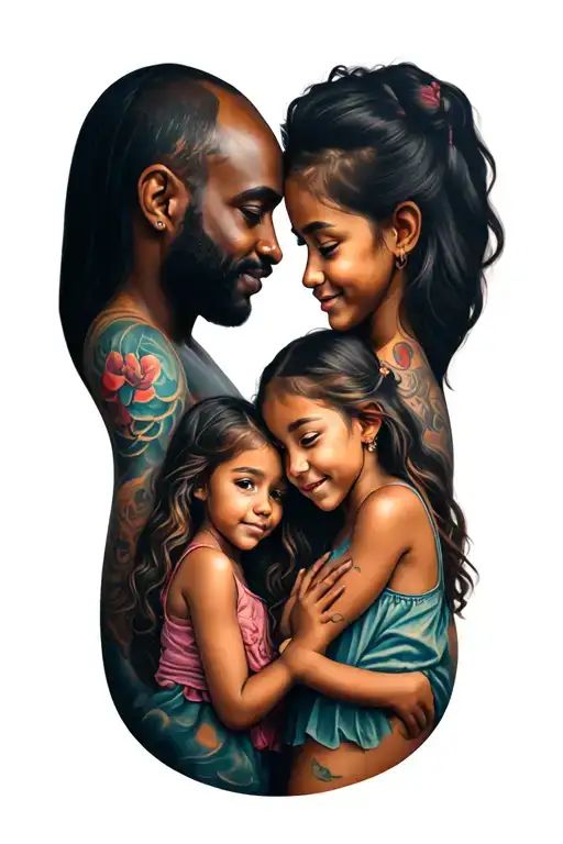 Father With Two Daughters