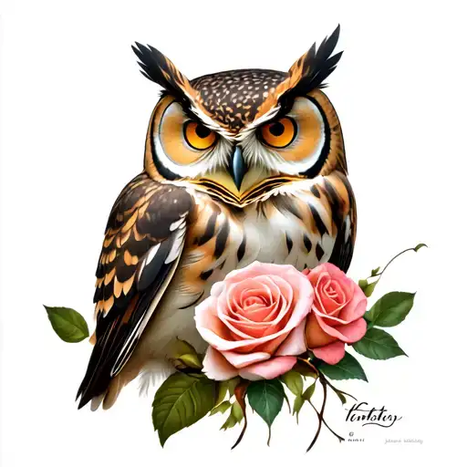 Owl And Roses