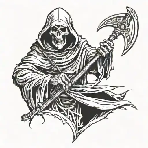 Grim Reaper Holding A Scythe