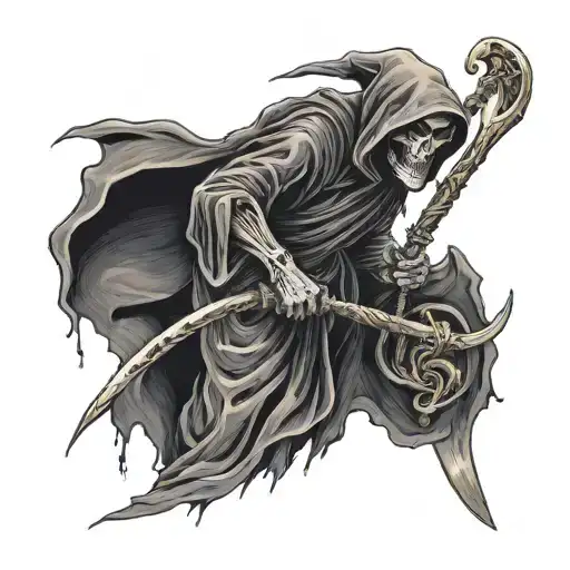 Grim Reaper Holding A Scythe Hanging