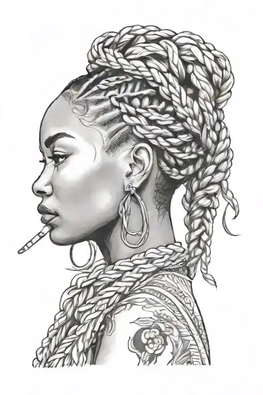 Black Woman Hair Braided Smoking
