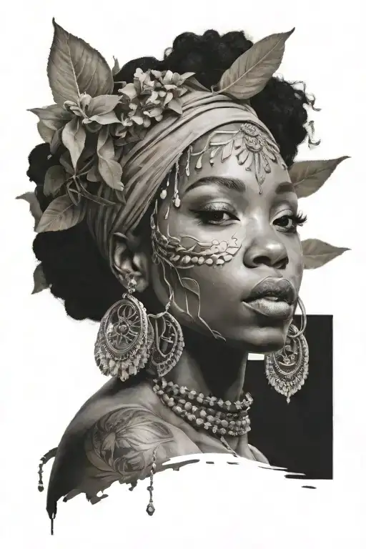 Black Woman With Sage And Crystals Around Her Head