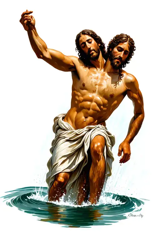 Jesus Pulling Peter Out Of The Water Bible Story