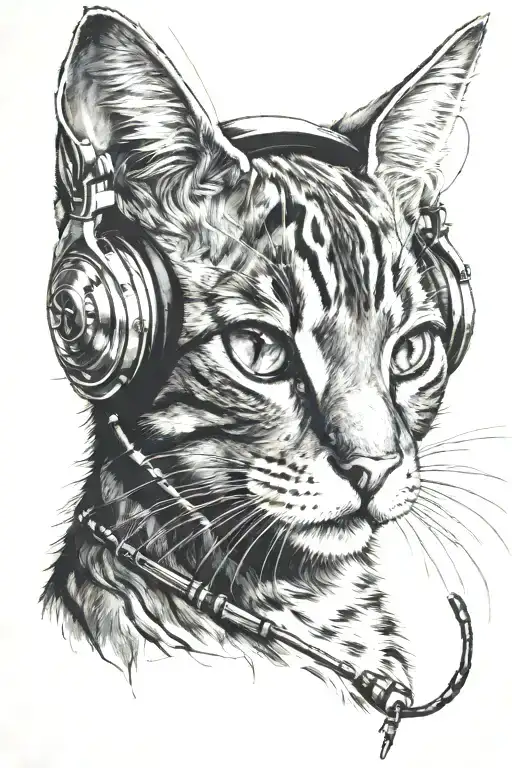 Cat Wearing Headphones