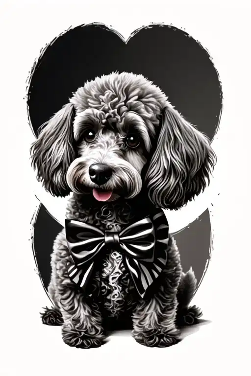 Poodle With A Bow Tieon Forearm In Circle Surrounding